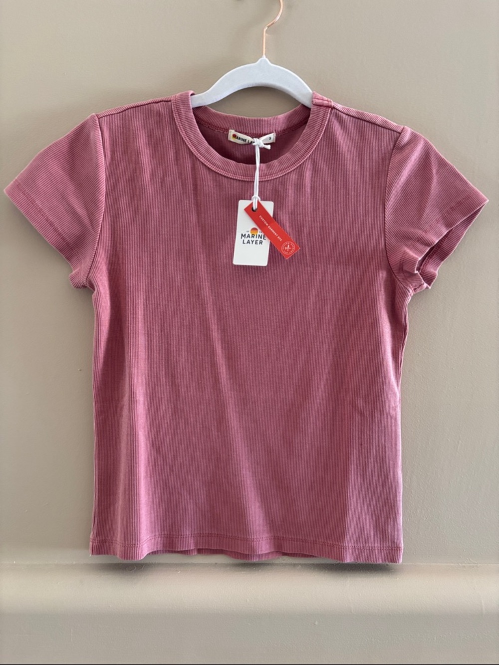 Marine Layer Lexi Rib Sun-In Crew Tee. Brick. Small. NWT. - Picture 1 of 6